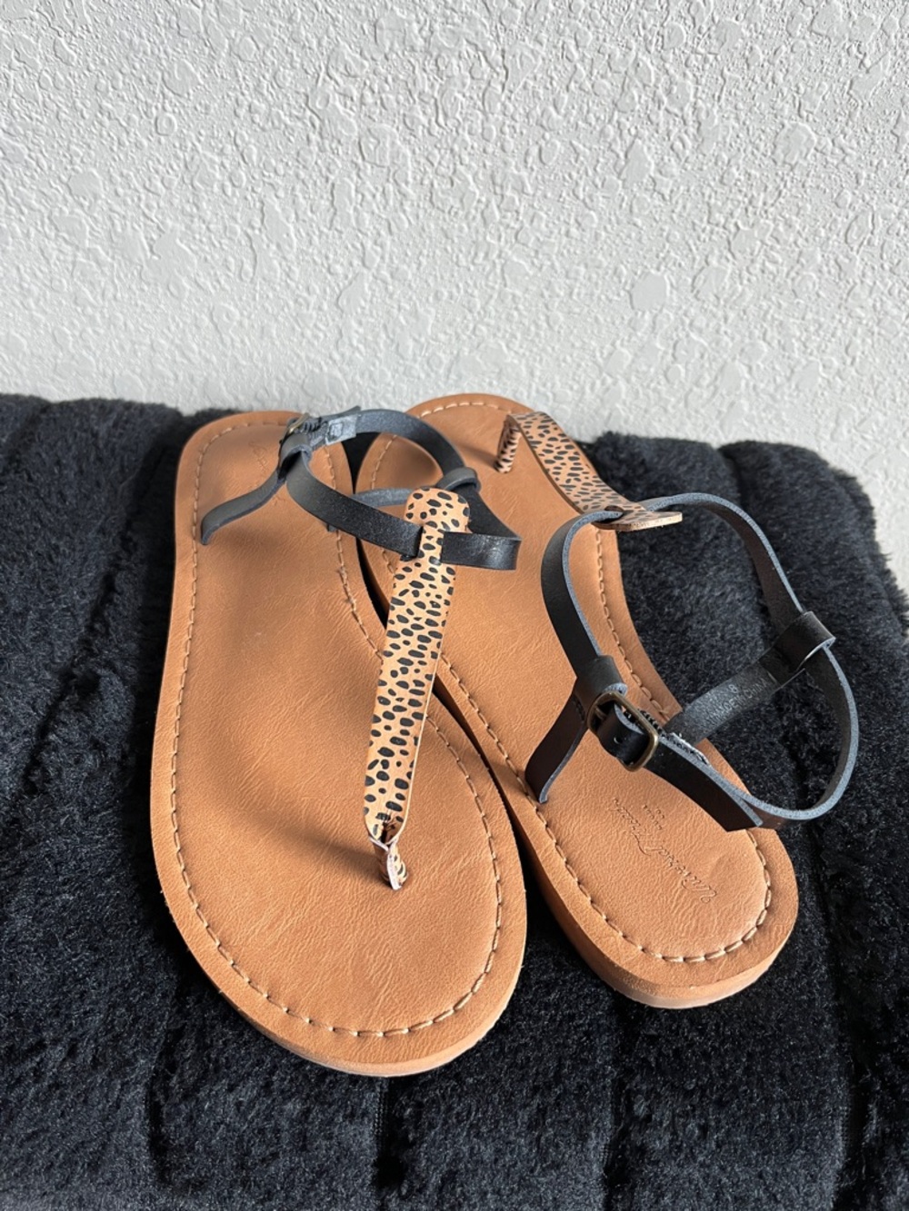 Black and Leopard sandal